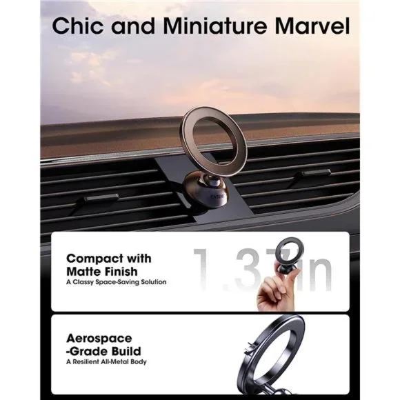 MagSafe Car MountMini Classy All-Metal Phone Mount, 360° Rotatable Holder